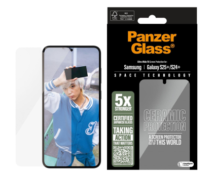Szkło i folia ochronna PanzerGlass Ultra-Wide Fit do Samsung Galaxy S25+ ceramic